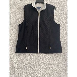 Karen Scott Sport Womens Black Full Zip Vest - Size L